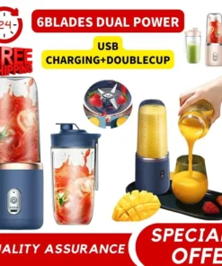 400ML Portable Juicer 6 Blades Blender Mixer Wireless USB Charging Fully Automatic Ice Crushing Household